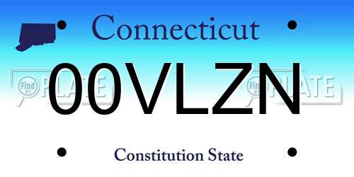 00VLZN Connecticut License Plate
