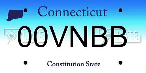 00VNBB Connecticut License Plate