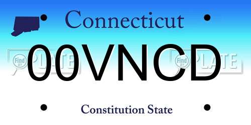 00VNCD Connecticut License Plate