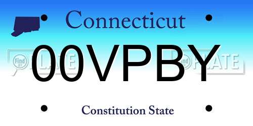 00VPBY Connecticut License Plate
