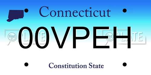 00VPEH Connecticut License Plate