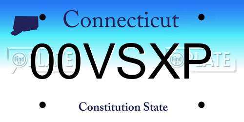00VSXP Connecticut License Plate