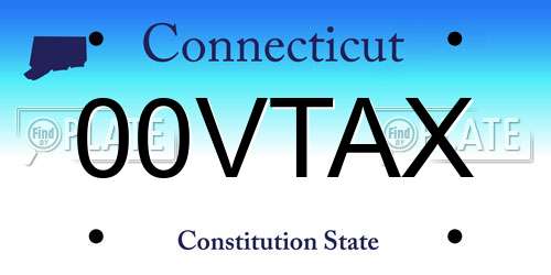 00VTAX Connecticut License Plate