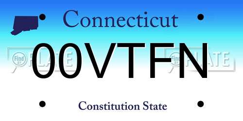 00VTFN Connecticut License Plate