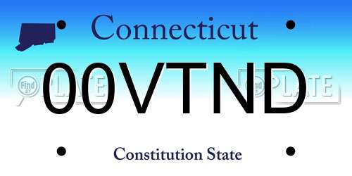 00VTND Connecticut License Plate