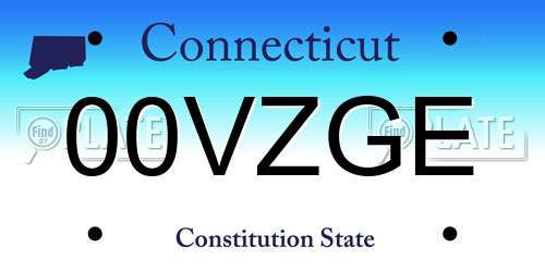 00VZGE Connecticut License Plate