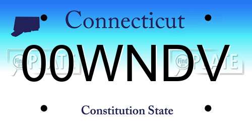 00WNDV Connecticut License Plate