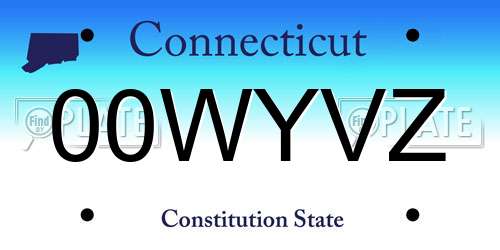 00WYVZ Connecticut License Plate