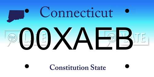 00XAEB Connecticut License Plate