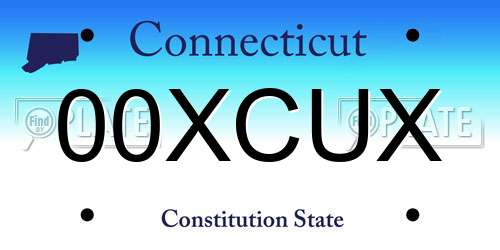 00XCUX Connecticut License Plate
