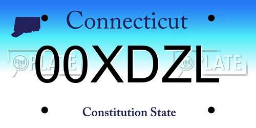 00XDZL Connecticut License Plate