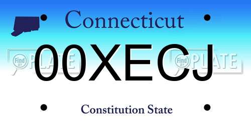 00XECJ Connecticut License Plate