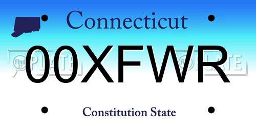 00XFWR Connecticut License Plate