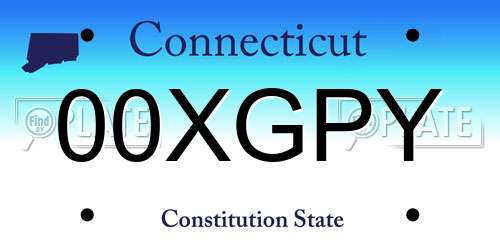 00XGPY Connecticut License Plate