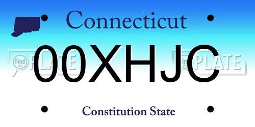 00XHJC Connecticut License Plate