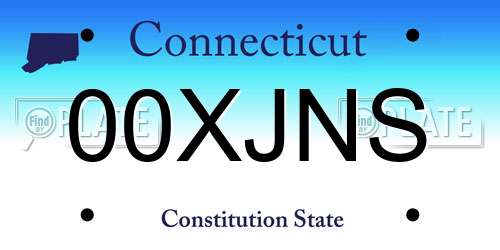 00XJNS Connecticut License Plate