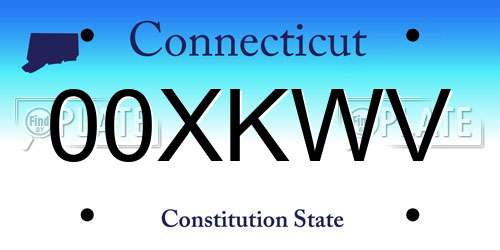00XKWV Connecticut License Plate