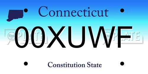 00XUWF Connecticut License Plate