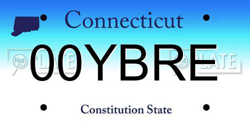 00YBRE Connecticut License Plate