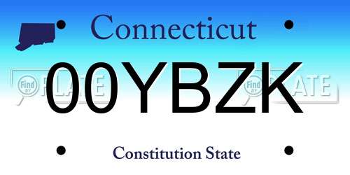 00YBZK Connecticut License Plate