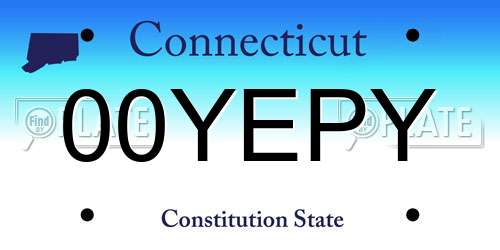 00YEPY Connecticut License Plate