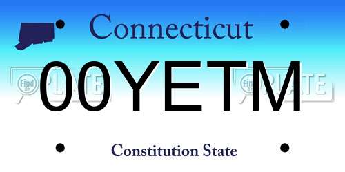 00YETM Connecticut License Plate