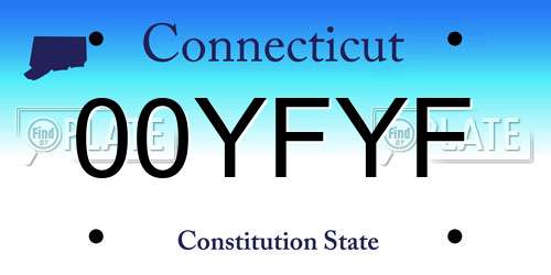 00YFYF Connecticut License Plate