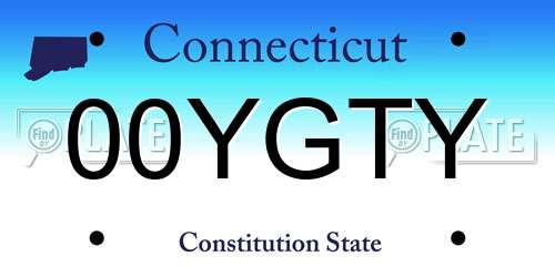 00YGTY Connecticut License Plate