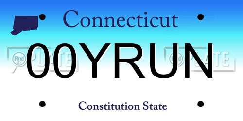 00YRUN Connecticut License Plate