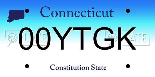 00YTGK Connecticut License Plate