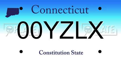 00YZLX Connecticut License Plate