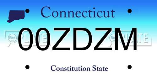 00ZDZM Connecticut License Plate