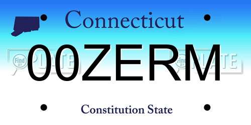 00ZERM Connecticut License Plate