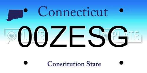 00ZESG Connecticut License Plate