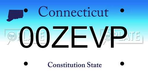 00ZEVP Connecticut License Plate