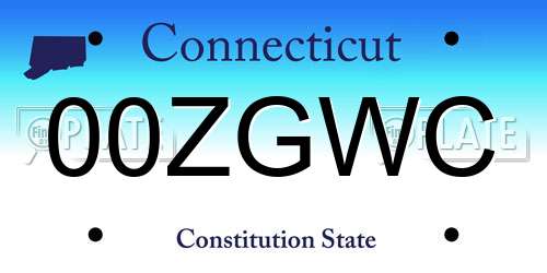 00ZGWC Connecticut License Plate
