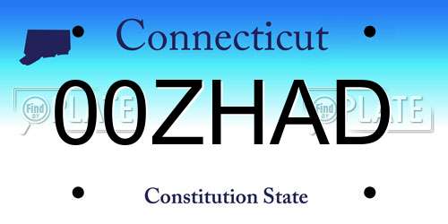 00ZHAD Connecticut License Plate