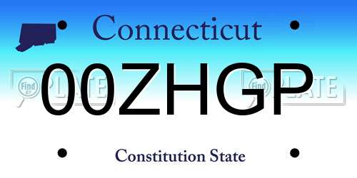 00ZHGP Connecticut License Plate