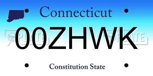 00ZHWK Connecticut License Plate