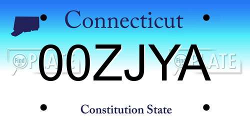 00ZJYA Connecticut License Plate