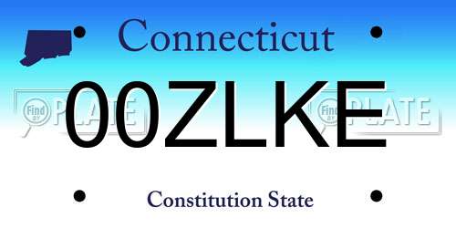 00ZLKE Connecticut License Plate