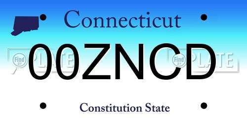 00ZNCD Connecticut License Plate