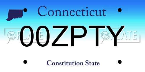 00ZPTY Connecticut License Plate