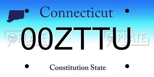 00ZTTU Connecticut License Plate