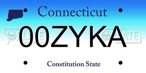 00ZYKA Connecticut License Plate
