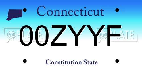 00ZYYF Connecticut License Plate