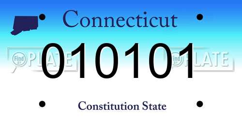 010101 Connecticut License Plate