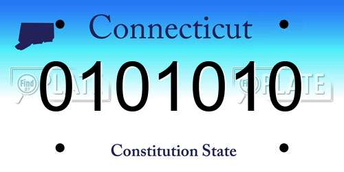 0101010 Connecticut License Plate