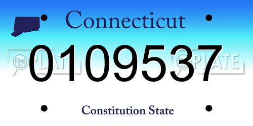 0109537 Connecticut License Plate
