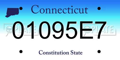 01095E7 Connecticut License Plate